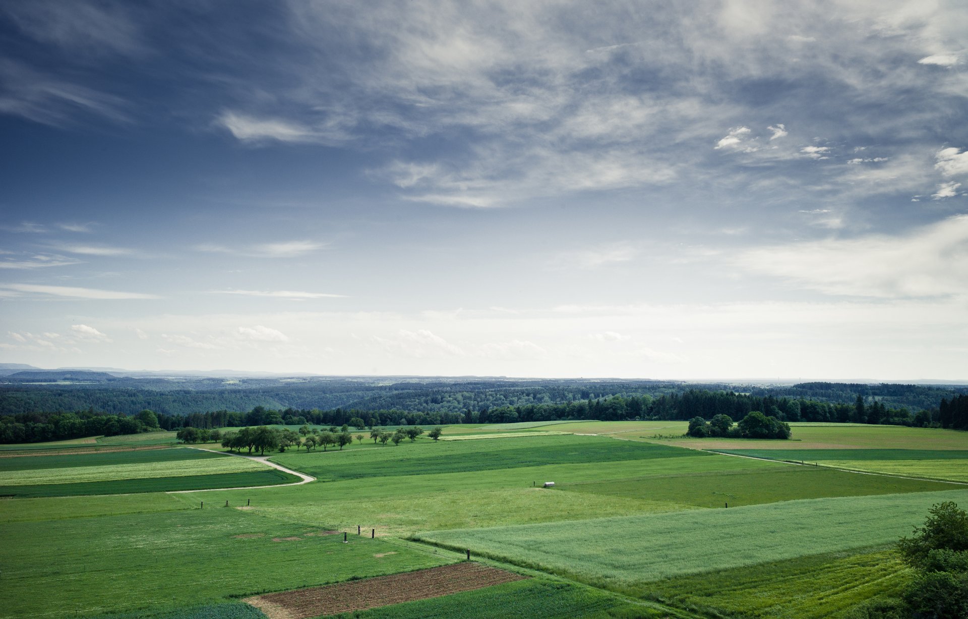 himmel wolken felder grün sommer