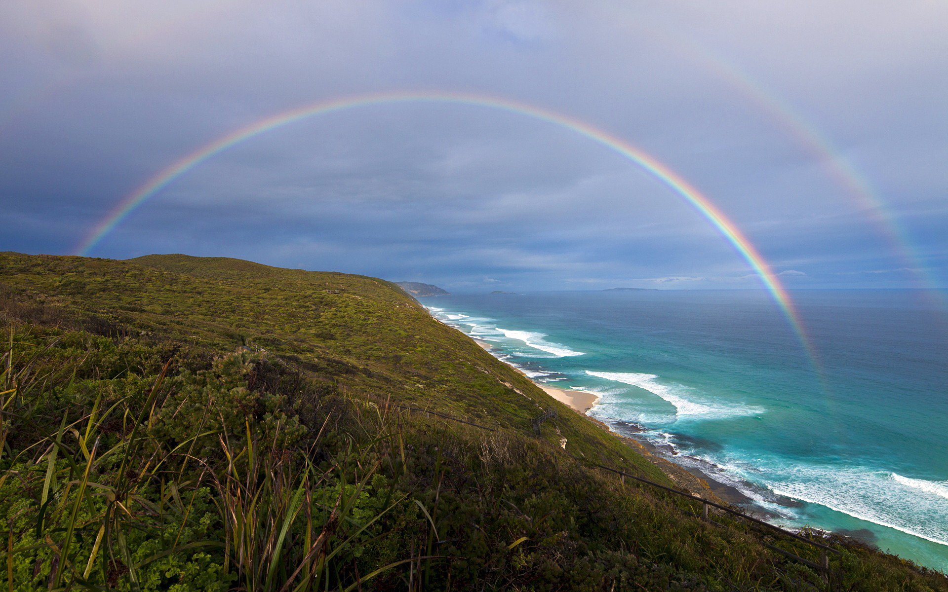 mare oceano surf costa costa distanza orizzonte cielo arcobaleno