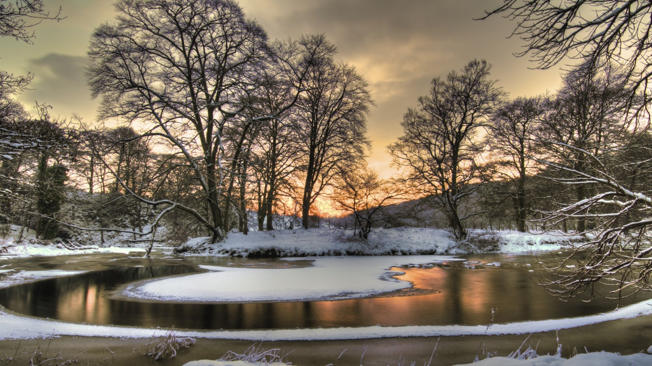 naturaleza hdr paisaje temporada invierno ver colores nieve hielo nubes cielo puesta de sol árbol árboles río fresco agradable invierno vista color río hermoso fresco bueno