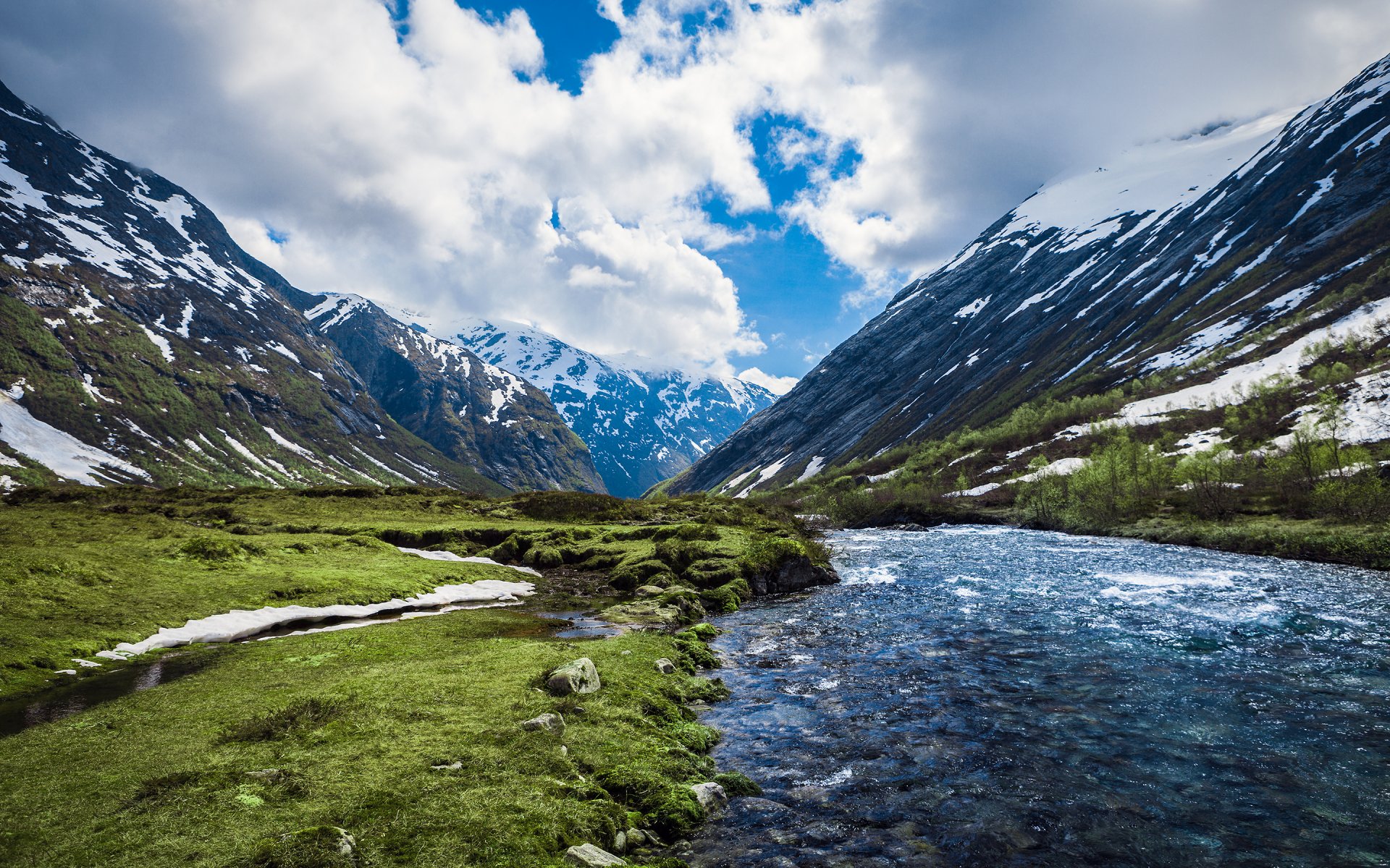 norwegen fluss berge natur