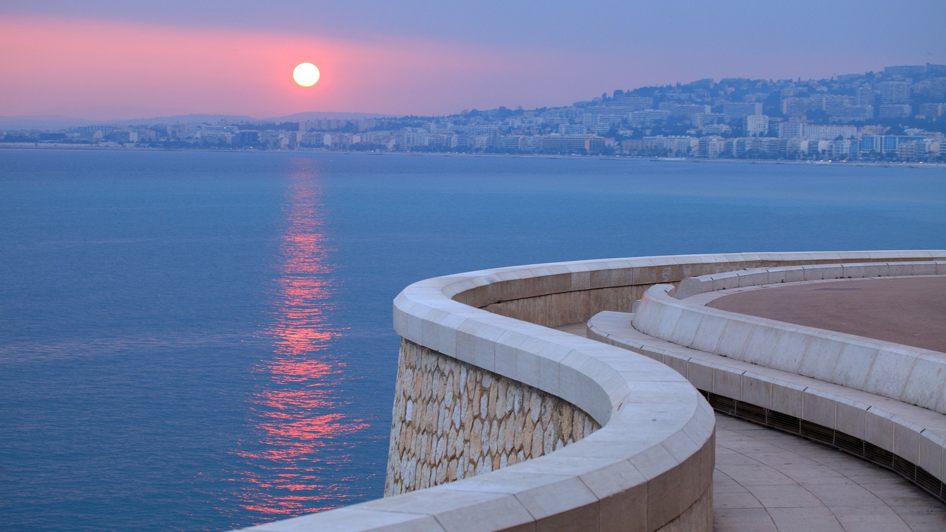 französische riviera frankreich côte d azur französische riviera meer promenade sonnenuntergang stadt