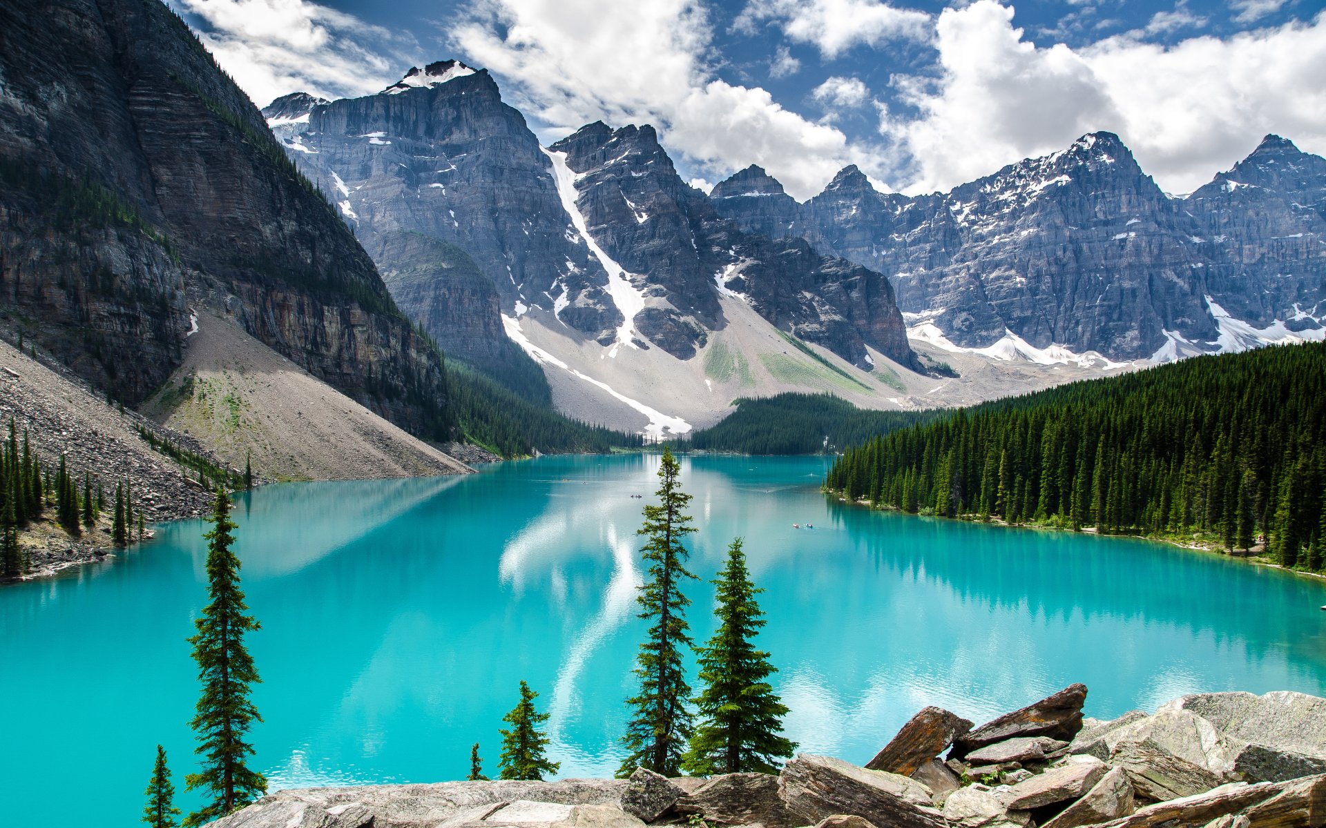 moraine park narodowy banff jezioro góry drzewa