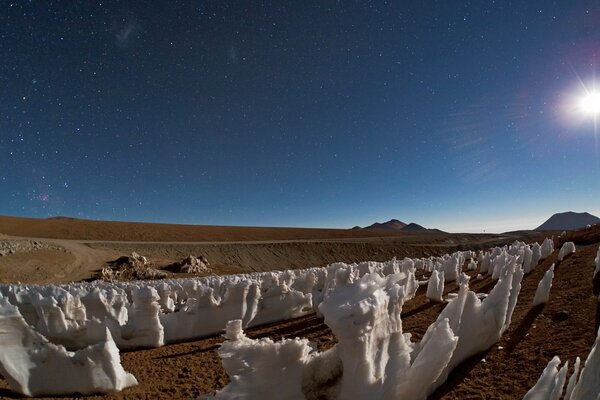 Magellanic clouds. The moon in the sky