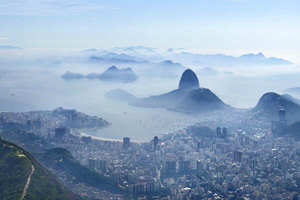 Rio de Janeiro from a height in the haze
