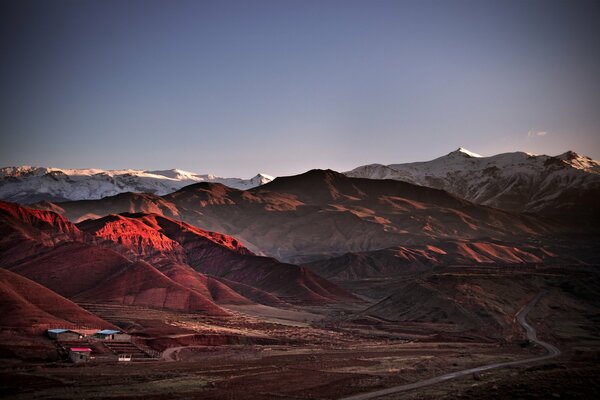Iran, alamut, mountains at sunset