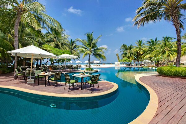 Outdoor swimming pool in Maldives