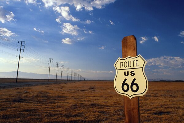 Пейзаж и дорога в США по маршруту 66