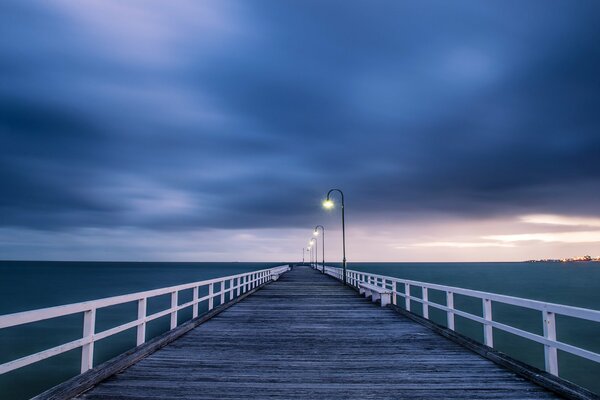 Horizon thunderstorm wooden bridge