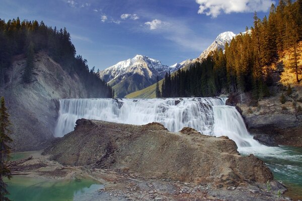 Beautiful waterfall of the Mezhju mountains in Colombia