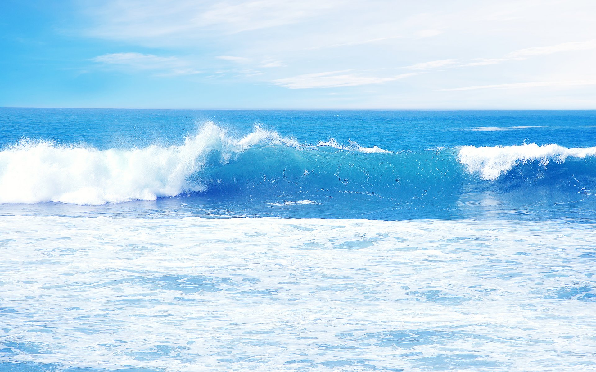 nature landscape sea ocean water waves sky clouds 2560x1600