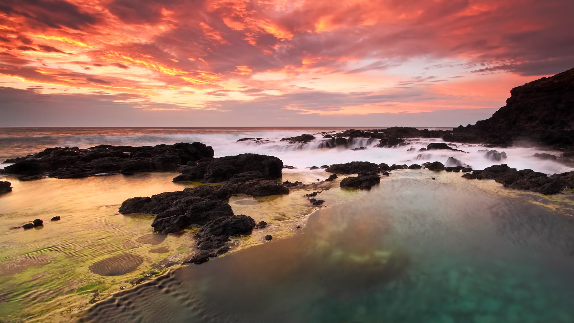 zachód słońca niebo chmury skała skały morze ocean przylądek australia