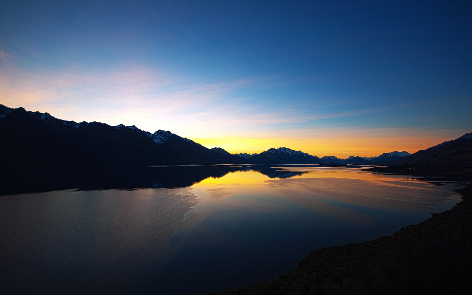 neuseeland berge see abend sonnenuntergang himmel wolken