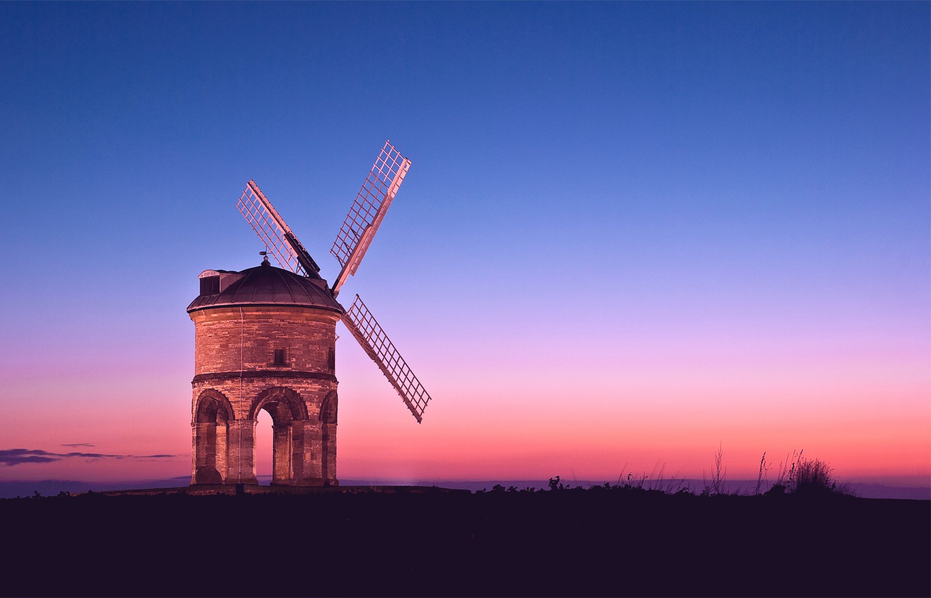 mühle abend orange rosa sonnenuntergang blau himmel