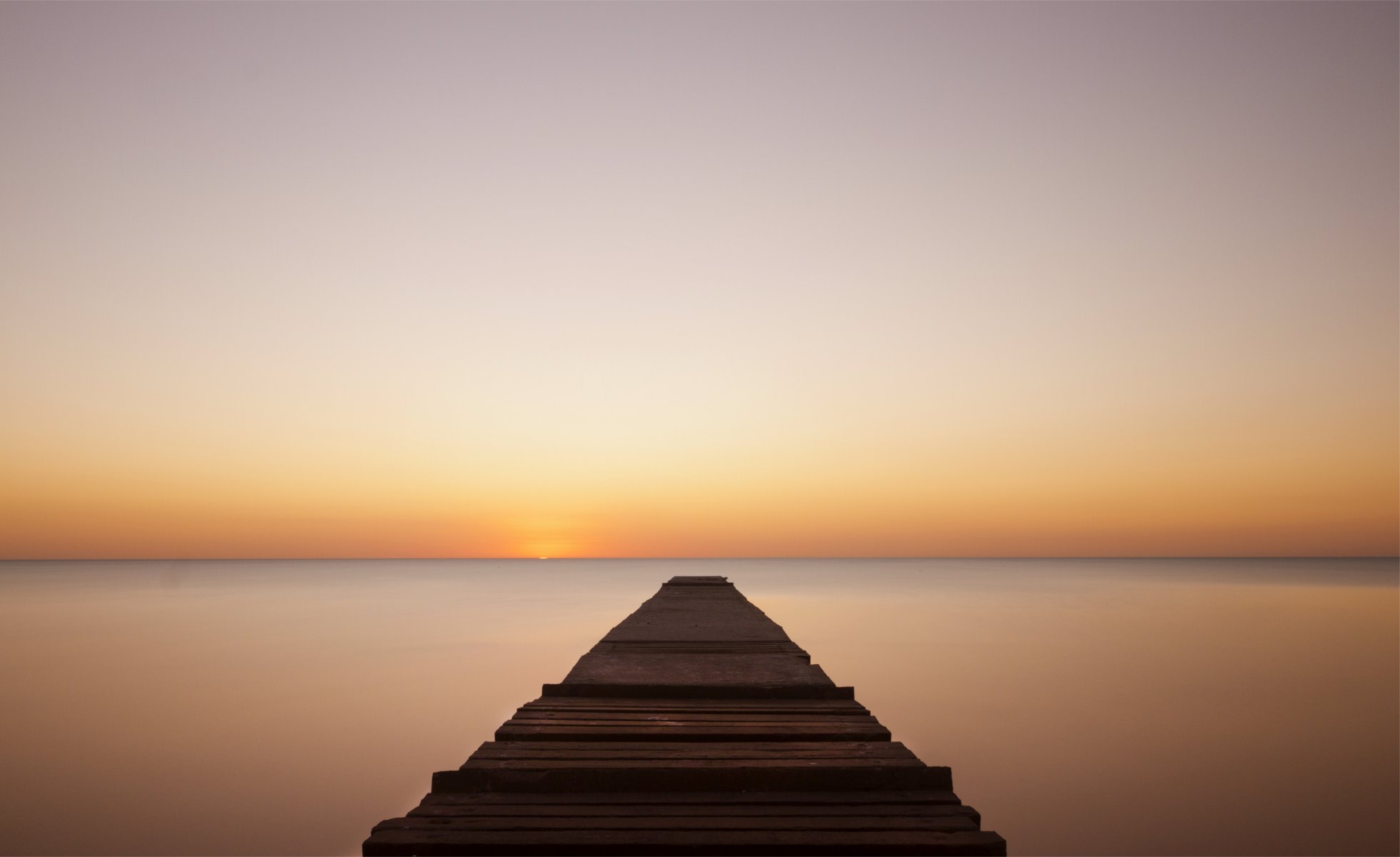 calme pont mer calme soir orange coucher de soleil