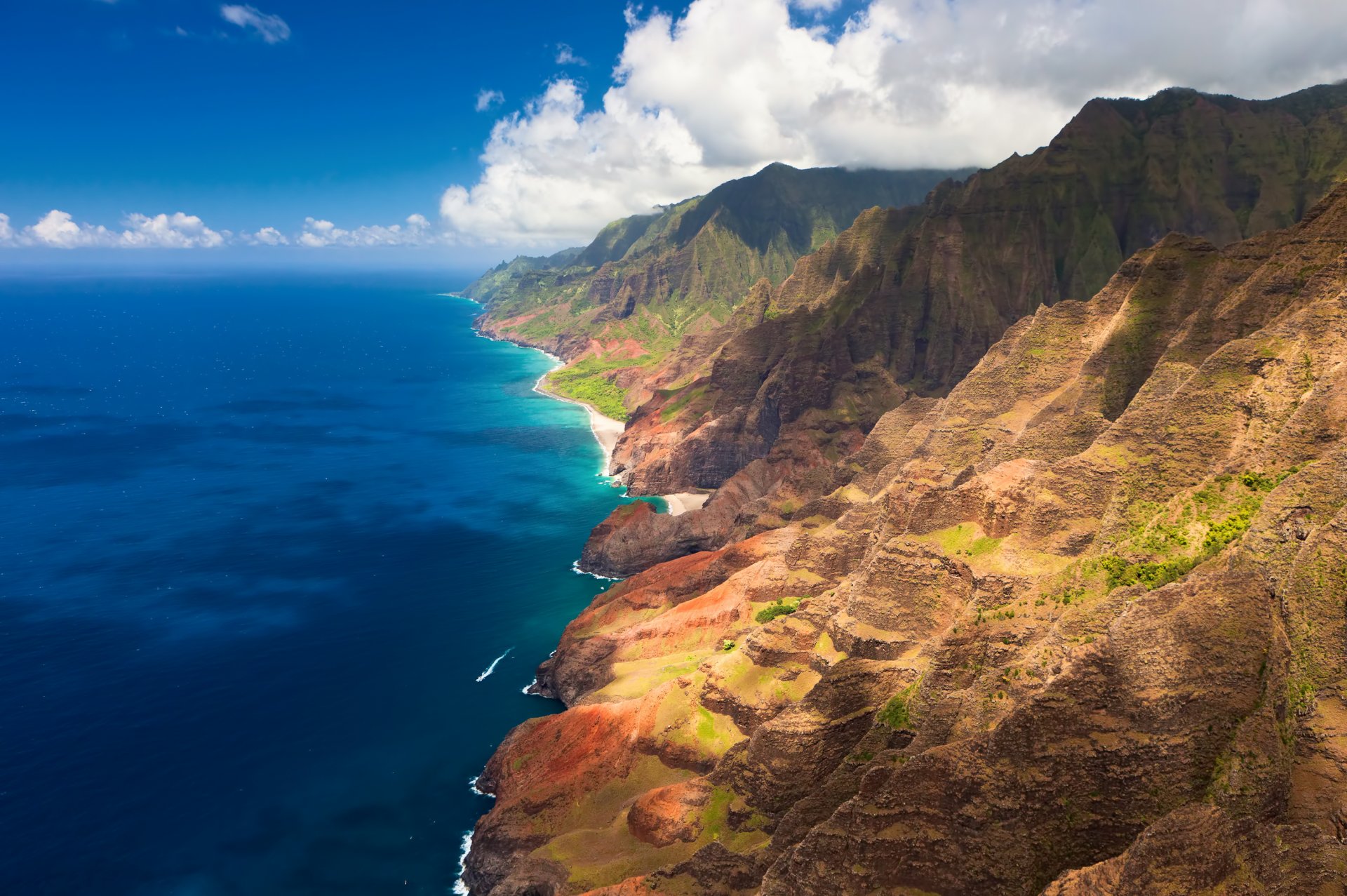 hawaii costa montañas nubes océano