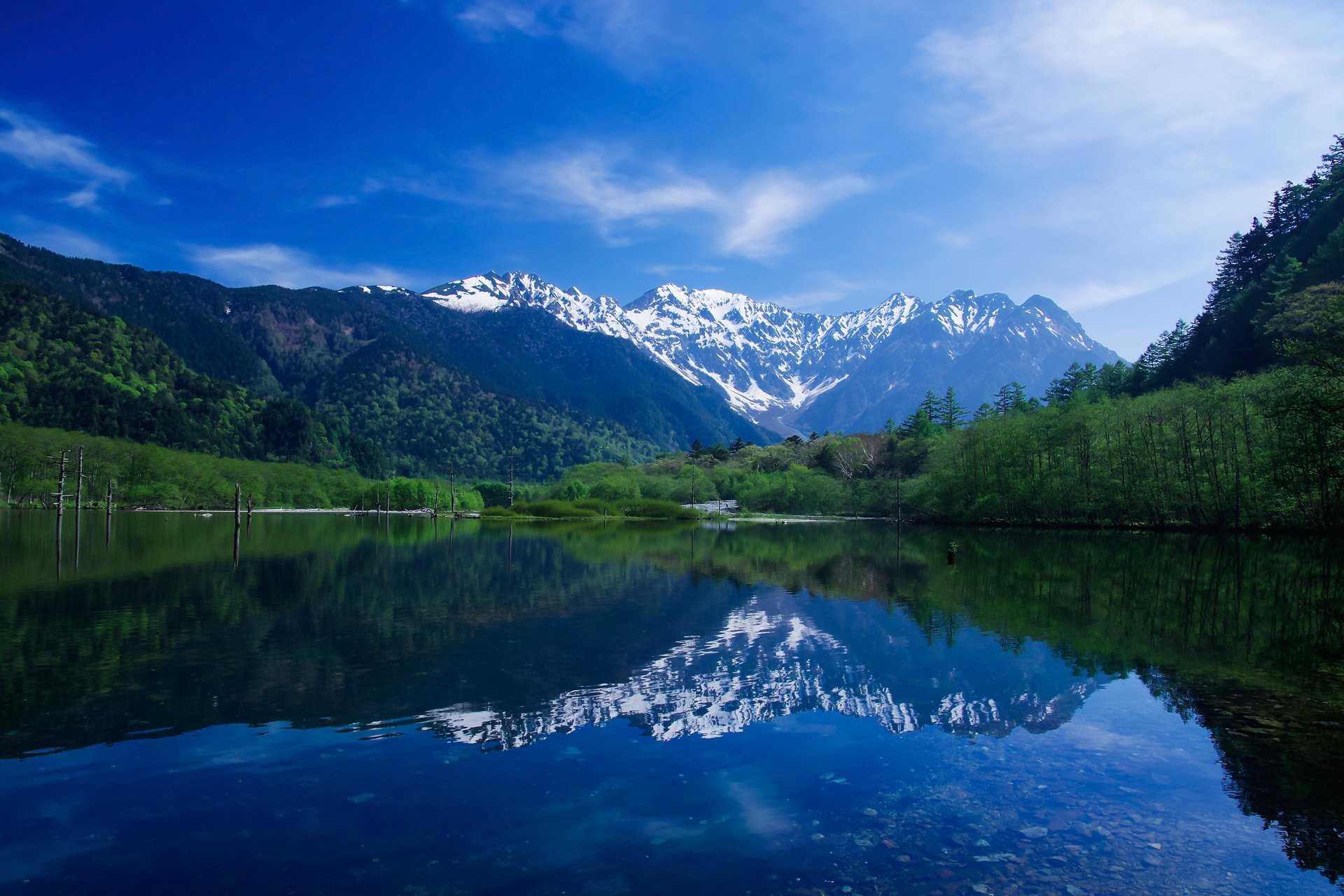 berge himmel wald ufer see