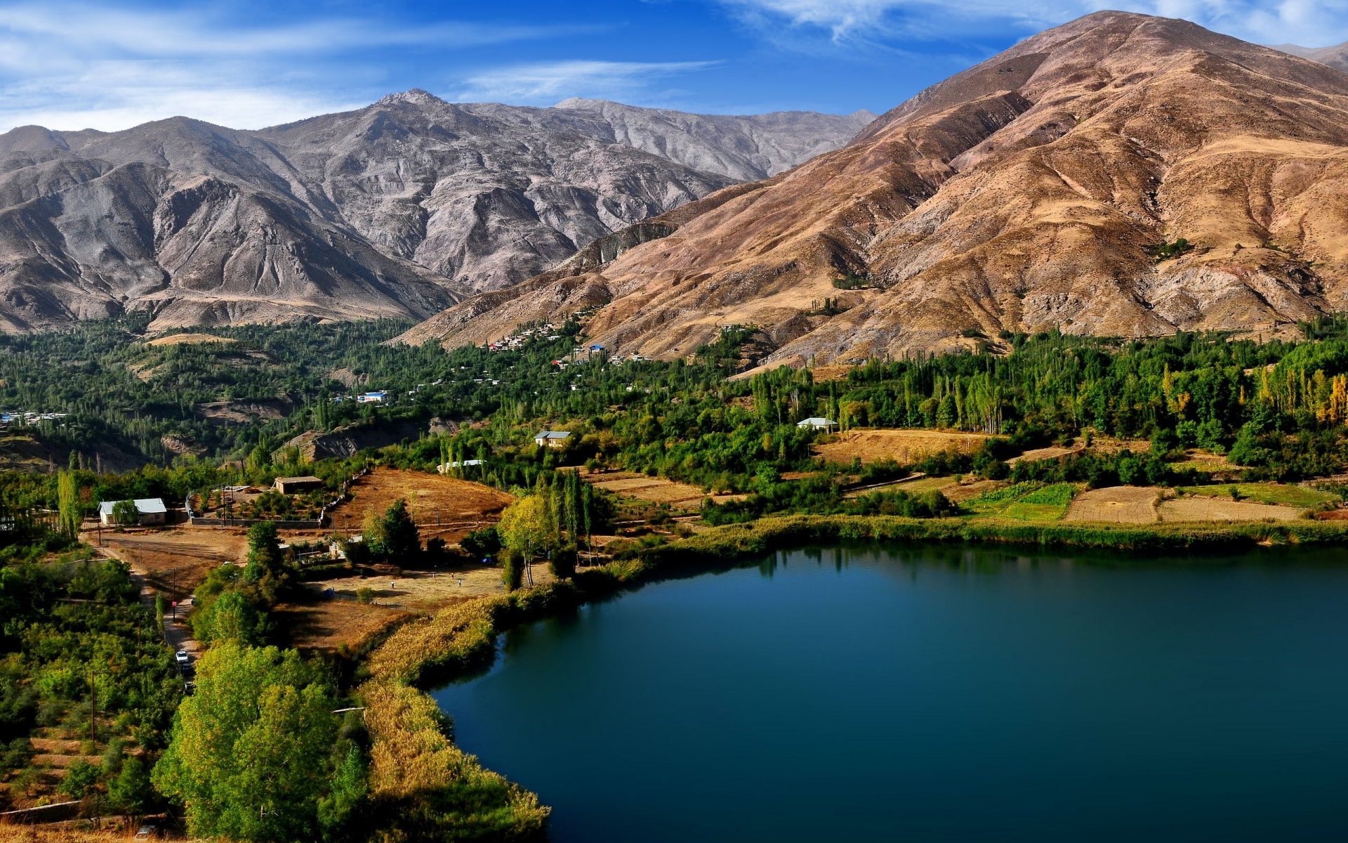 baran jezioro iran jezioro góry drzewa