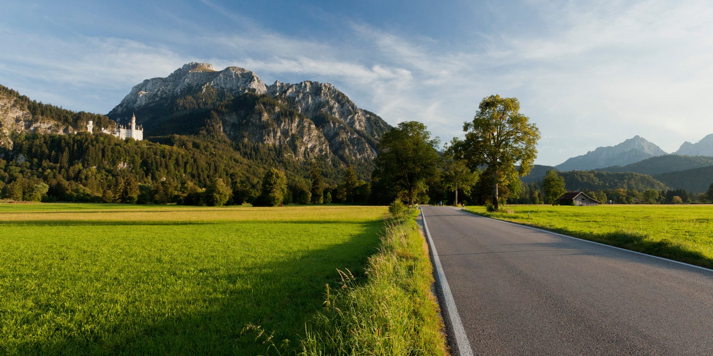 straße bäume berge schloss