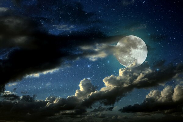 Magical full moon in the sky