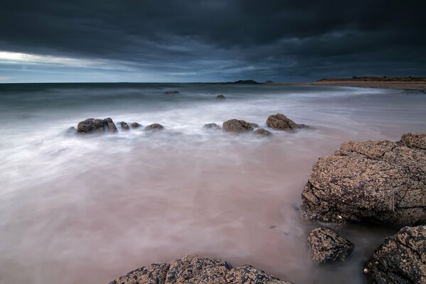 Foggy haze among the rocks in Scotland