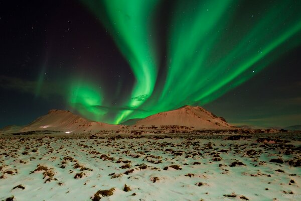 Northern Lights over the mountains