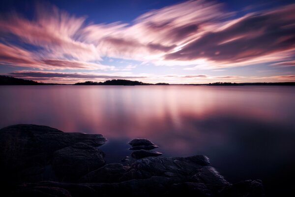 Sunset on a summer evening at the sea