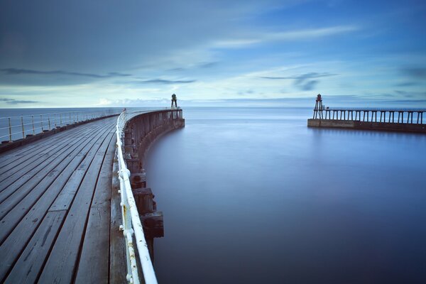 Evening walk along the sea pier