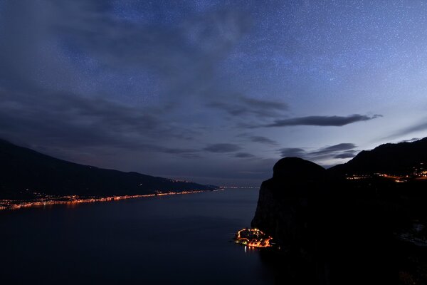 Night lights on the Italian coast