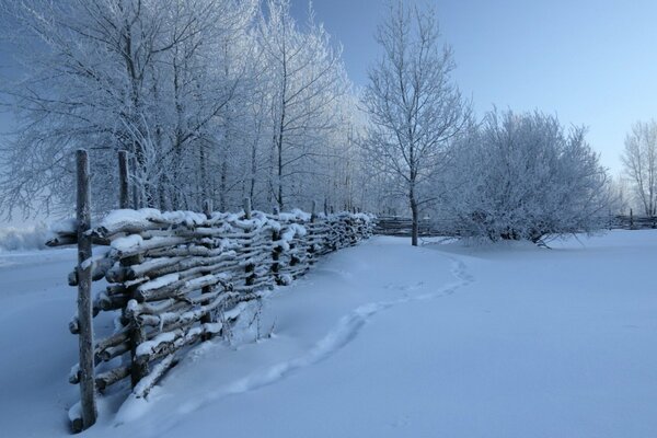 Frosty street outside the village