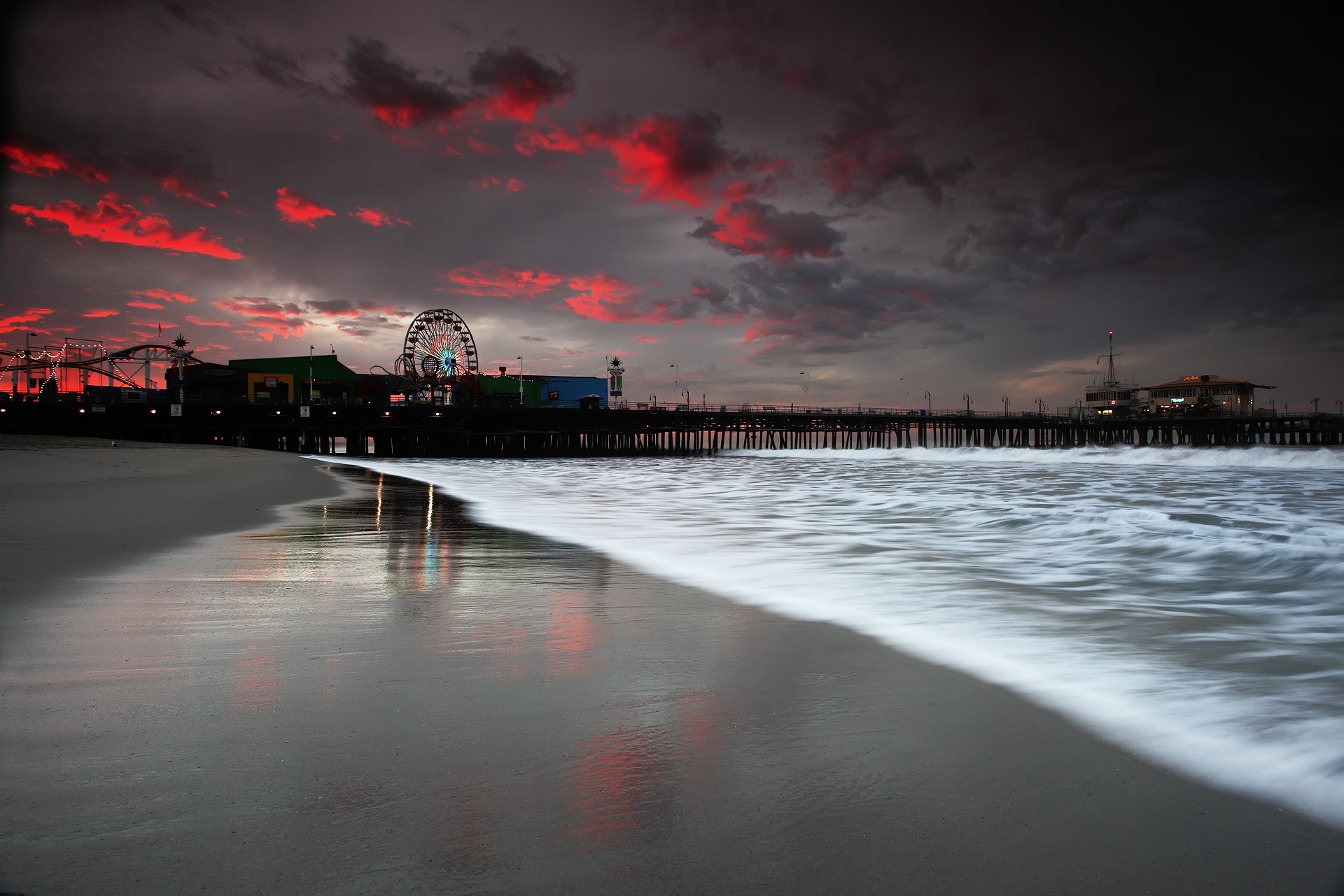 meer strand pier liegeplatz abend