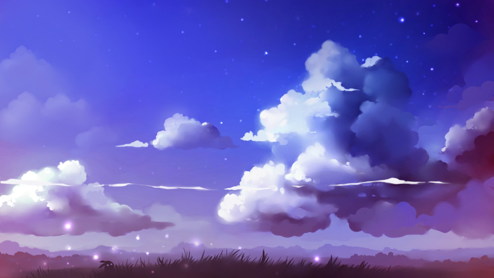 landscape clouds grass unknown creature sky star art picture cloudscape apofi