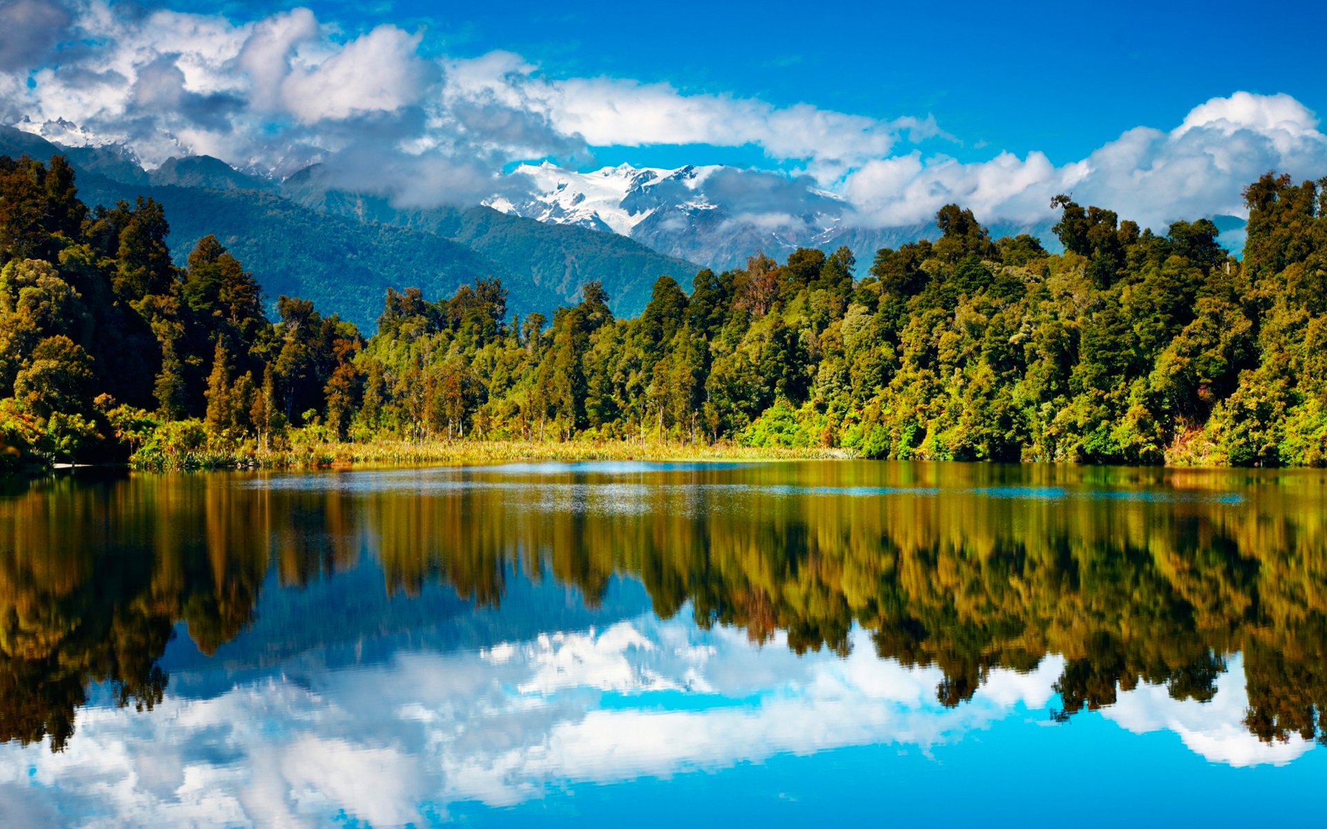 nouvelle-zélande lac forêt montagnes automne