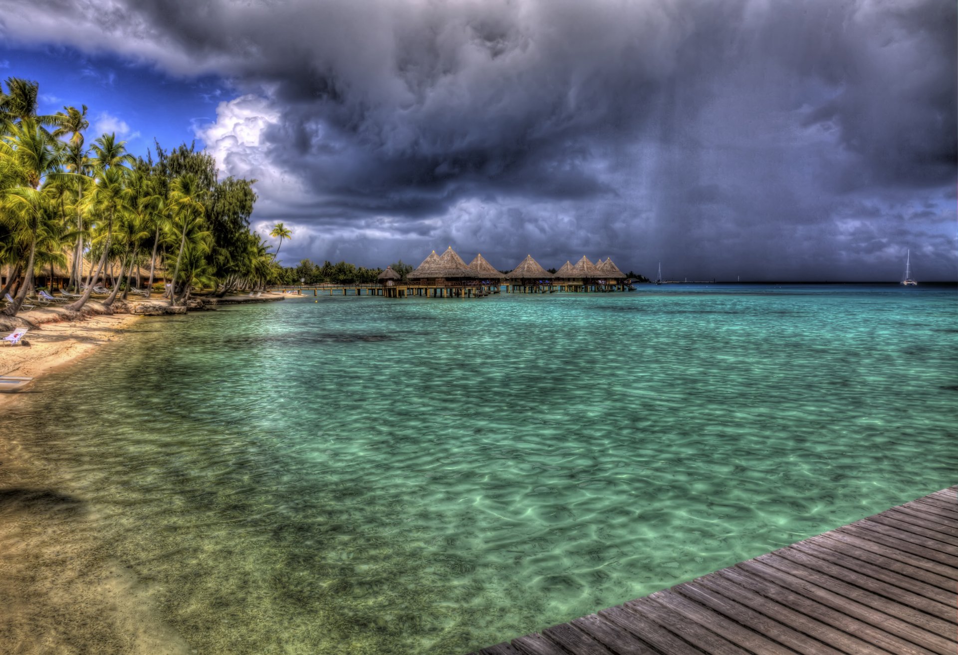 bora bora beach sea palm relaxing landscape architecture villa