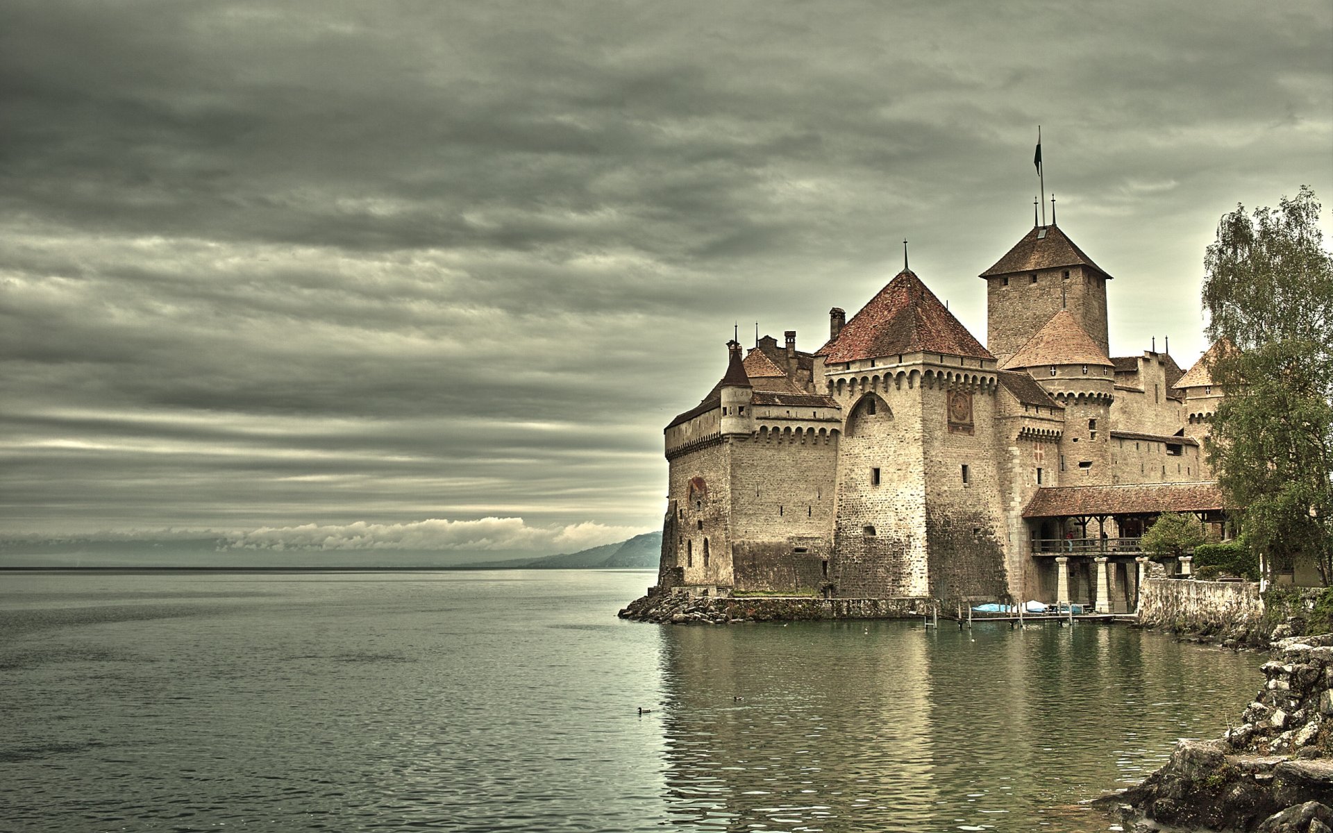 vintage castle on the lake