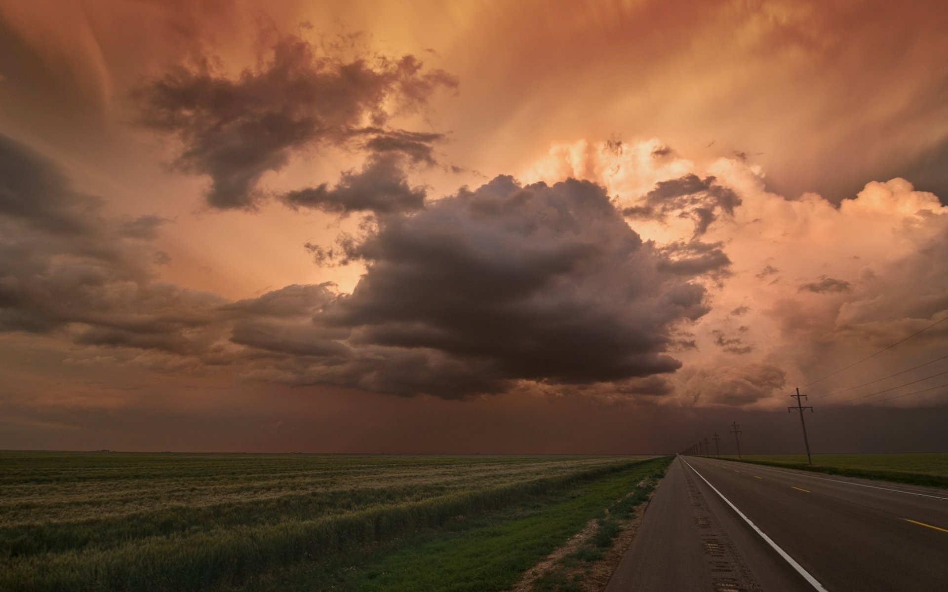 landscape the field road horizon sky clouds nature