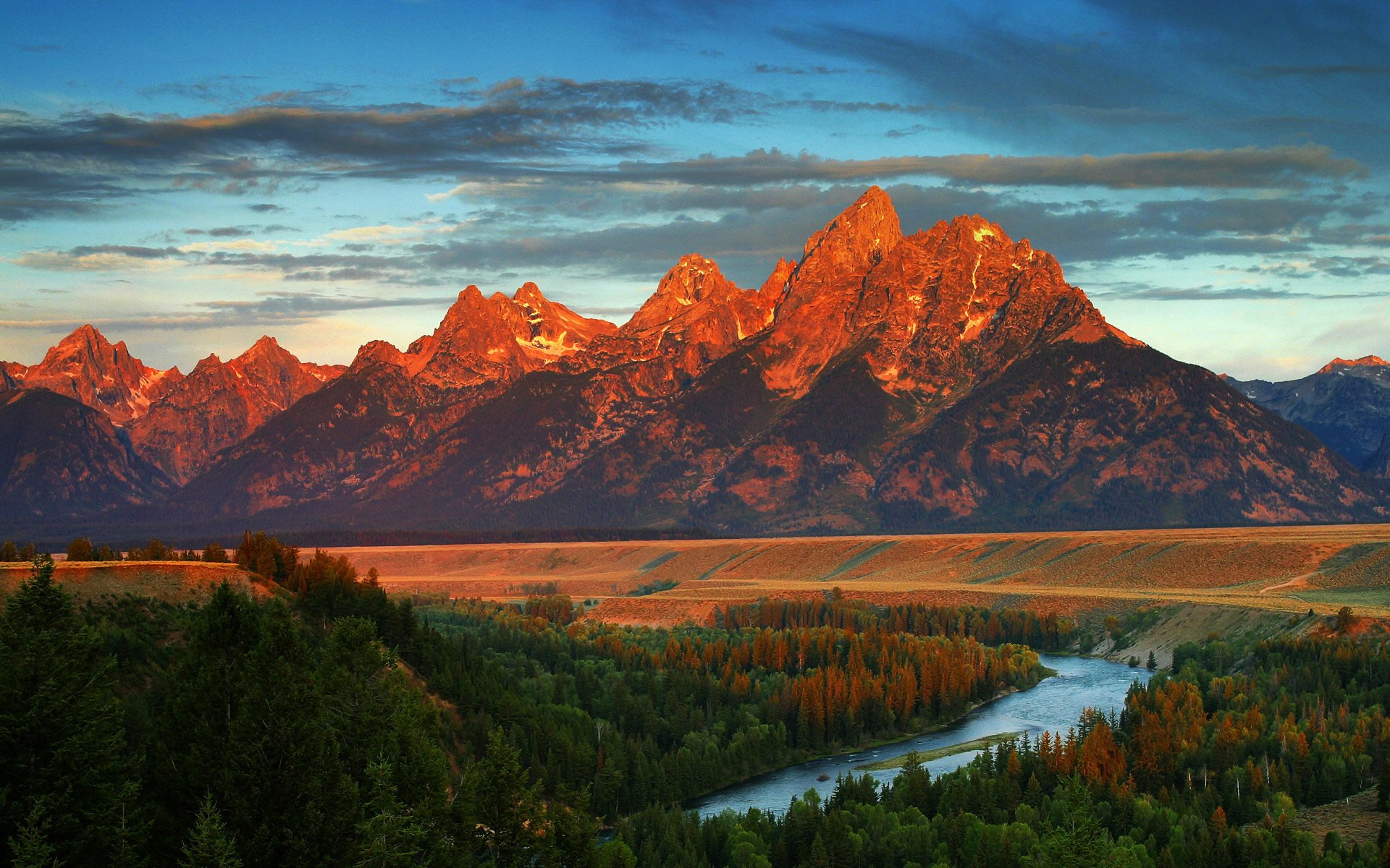 amérique wyoming montagnes forêt rivière automne