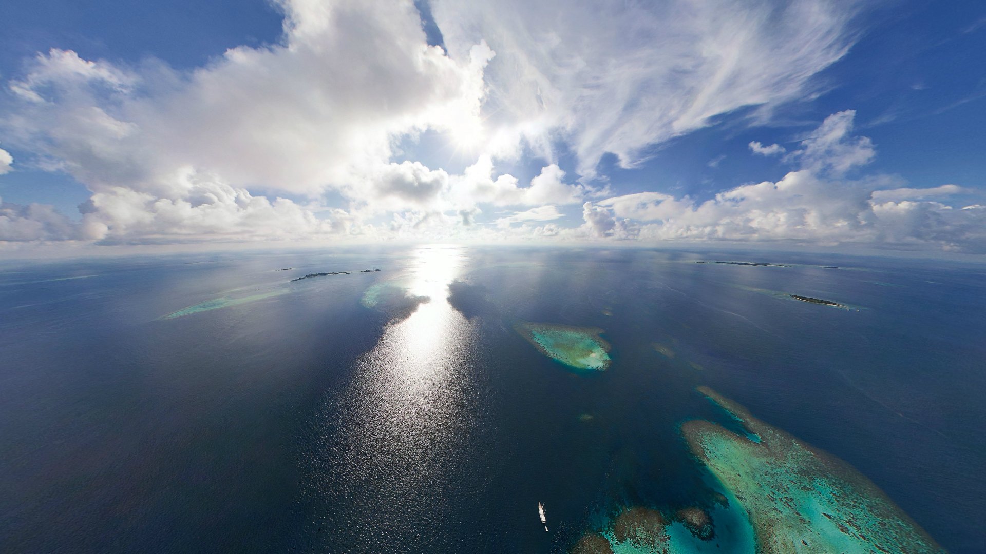 the maldives islands ocean sun clouds horizon