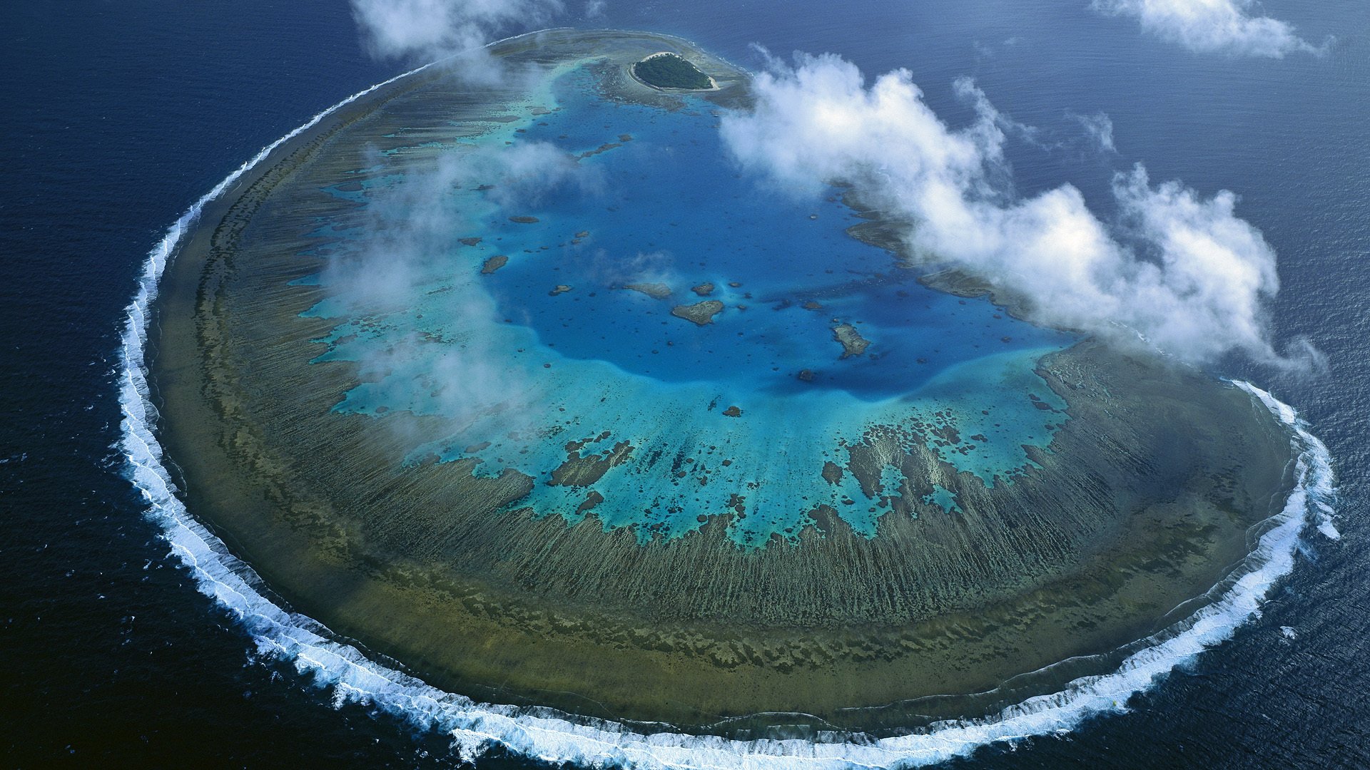 isola corallina lady musgrave australia oceano paesaggio natura nuvole onda carta da parati