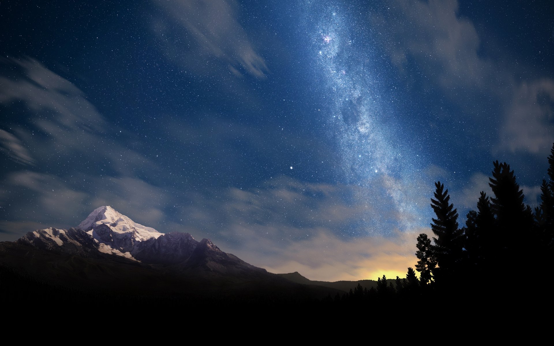 nature paysages nuit montagne montagnes forêts arbre arbres étoile beaux endroits photo