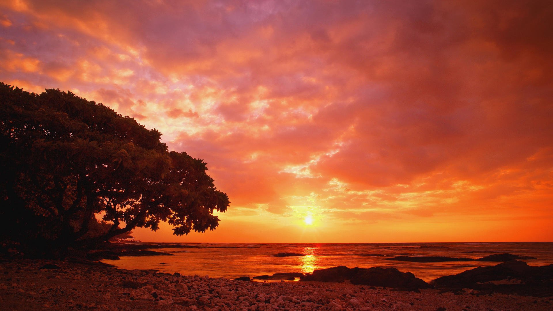 mar costa puesta de sol roja lado puesta de sol fondo de pantalla