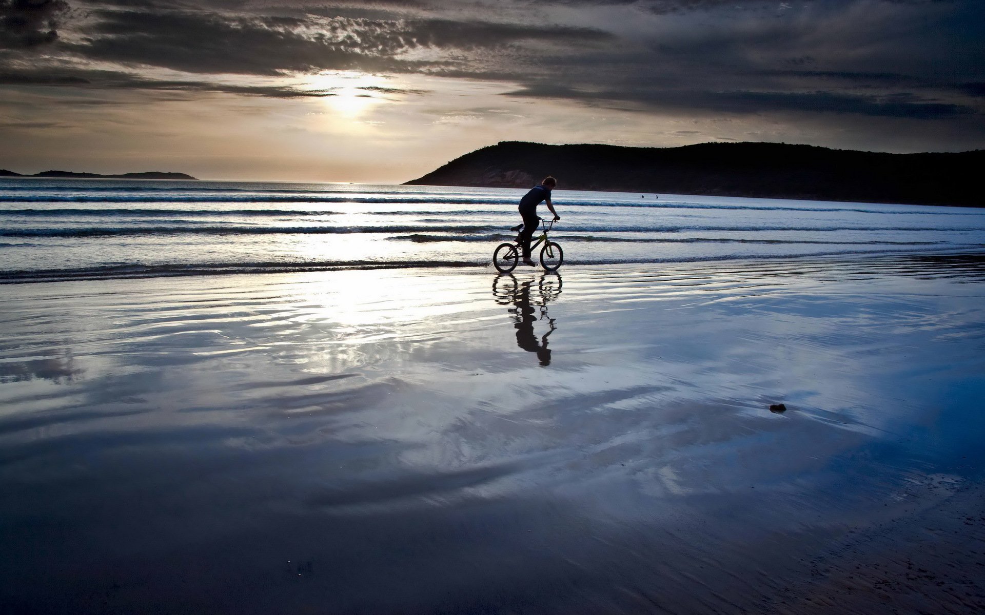 mer plage coucher de soleil vélo paysage