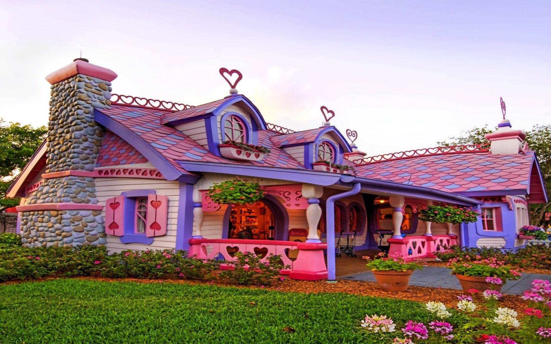 house house flowers pink fabulous heart