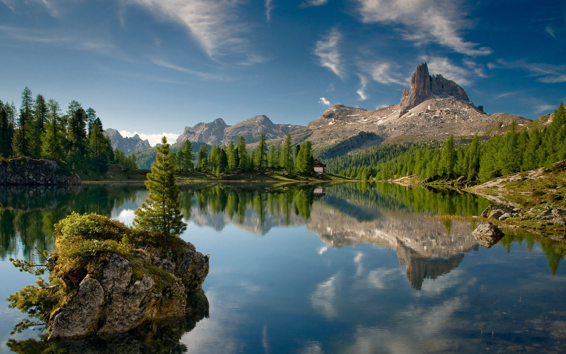 italy mountain lake island forest