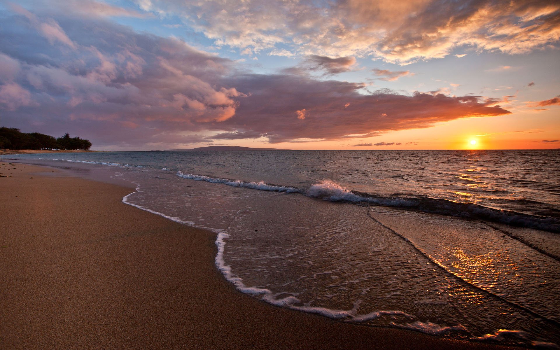 mar playa arena olas puesta de sol