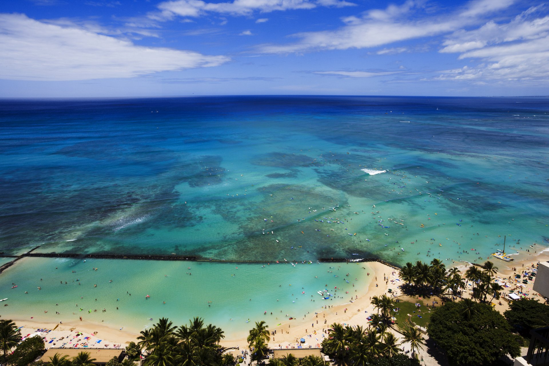 hawaii usa ozean palmen wolken himmel