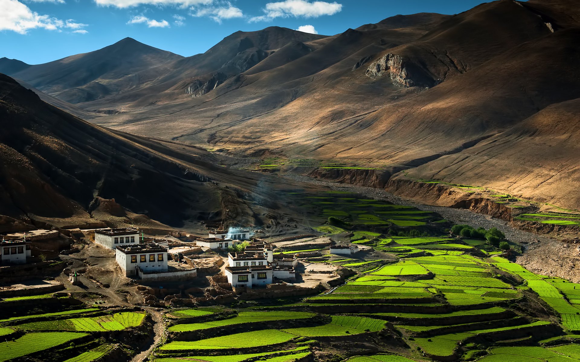 chine tibet himalaya montagnes maisons village