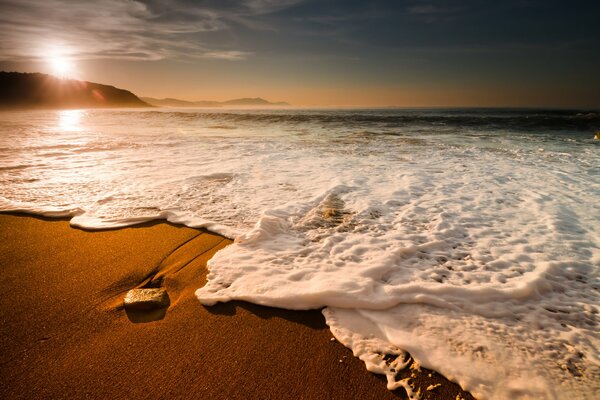 Sandy beach and beautiful waves