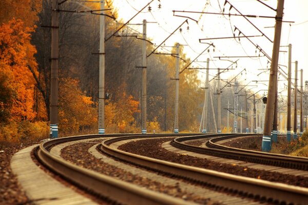 Landschaft der Bahnstrecke im Herbst