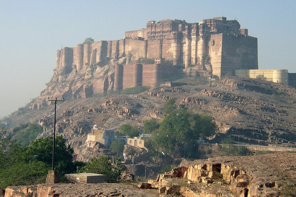 Mehrangarh Fortress on a summer morning