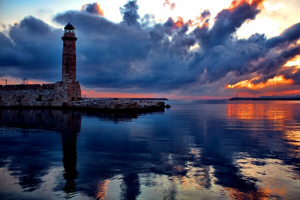 Sunset on gorezont lighthouse